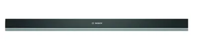A long, thin black and silver product with a logo in the center, presented on a white background.