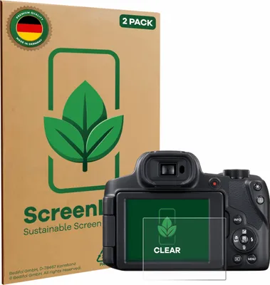 Produktbild von 2x ScreenLeaf Schutzfolie für Canon PowerShot SX70 HS nachhaltiger Displayschutz Display Schutz Folie Klar Transparent