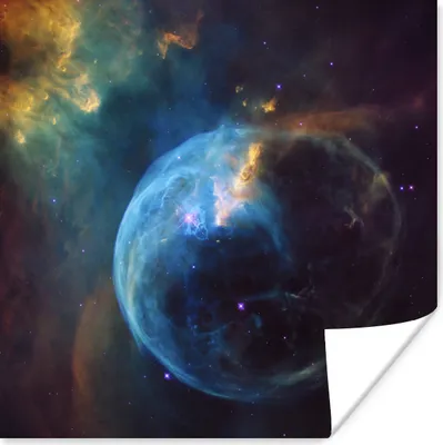Produktbild von MuchoWow® Poster Galaxie - Planet - Blau 75x75 cm - Wand Dekoration