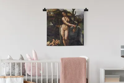 Produktbild von MuchoWow® Wandteppich Wandbehang Leda und der Schwan - Leonardo da Vinci 60x60 cm Tapisserie Dekoration Wandtuch - Dekorationen - Wand Decke