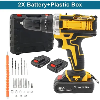 Immagine prodotto di Trapano avvitatore a batteria - 18V - 2 velocità - 25+3 livelli di coppia - Batteria agli ioni di litio - Attrezzo per il fai-da-te - colore giallo