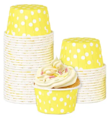 Image de Moules à cupcakes, 100 pièces, mini, en papier, jaune, 5 x 3,8 x 3 cm