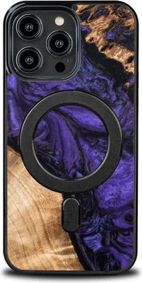 Image de Bewood Unique Magsafe Violet Wood and Resin Case pour Iphone 14 Pro Max - Violet et noir