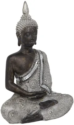 Meditierender Buddha Ornament, Harz, mehrfarbig, 19,5 cm