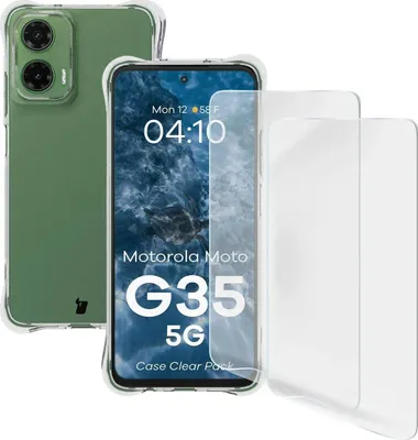 Produktbild von Bizon Case Clear Pack Hülle + 2x Displayschutzfolie Motorola Moto G35 5G
