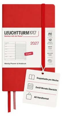 Produktbild von LEUCHTTURM1917 Wochenkalender 2027 Pocket (A6) mit Notizbuch, liniert - Terminpl