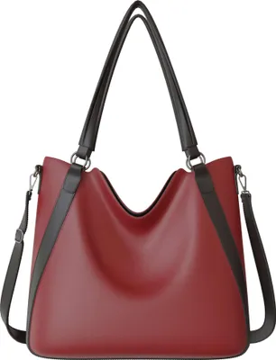 Produktbild von Damen Vegane Shopper Tasche Hobo Bag Umhänge Tasche 30672 D.Red
