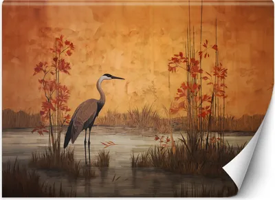 Produktbild von Vlies fototapete Orientalischer Kranich 368x254 cm Feeby Orange inkl. Kleber einfache Montage