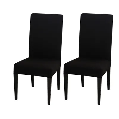 Obrázek produktu pro sada 2 elastických jednobarevných potahů na židle, moderní elastické potahy na židle pro domácí kuchyň Hotel, černá barva