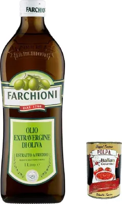 Produktbild von Farchioni Extra vergine di oliva Classico Extra Natives nativ Olive Olivenöl 1000ml olio vergine oliva 1lt + Italian Gourmet polpa 400g
