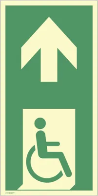 Produktbild von Dreifke® Schild Notausgang f. gehbeeintr. Pers. rechts Pfeil oben, Kunststoff...