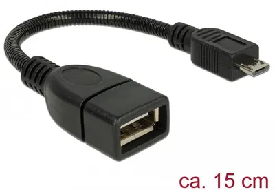 Immagine prodotto di Cavo Delock con connettore USB micro-B > presa USB 2.0-A OTG flessibile da 15 cm