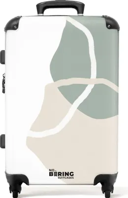 Produktbild von NoBoringSuitcases.com® Großer Koffer - Abstrakt - Beige - Grün - Kunst - Kombinationsschloss TSA - Hartschalen Trolley 4 Rollen - 72 liter - Reisekoffer - 66 cmKoffer Mittelgroß 67x43x25 cm, 72L,