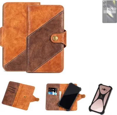 Produktbild von K-S-Trade Handyhülle Schutzhülle Bookstyle Case Wallet-Case kompatibel mit POCO F6 Cover Klapphülle Kantenschutz Smartphone dunkelbraun braun 1x