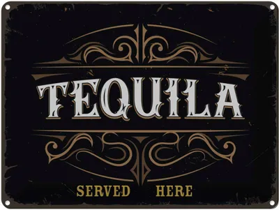 Produktbild von vianmo Blechschild 30x40 cm Alkohol Tequila served here Essen Trinken Bar Club