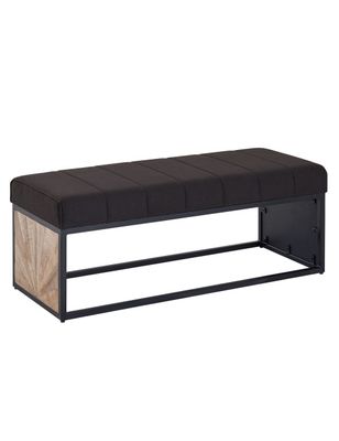 WOHNLING Sitzbank Stoff Schwarz 105x40x40 cm Flur Polsterbank mit Metallgestell, Design Bettbank Schlafzimmer, Flurbank Garderobenbank