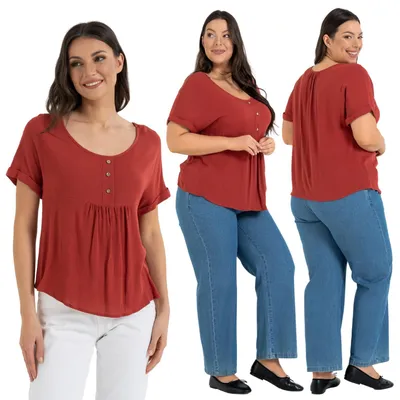 Produktbild von Moraj - Bluse Größe S - Damenbluse Rot - Shirt fur Damen - Damen Shirt Ausschnitt Rund