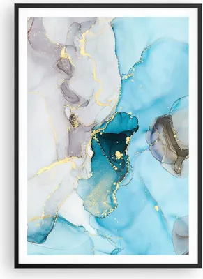 Produktbild von Gerahmtes Poster - Schwarzer Rahmen - Marmor Modern Blau - 70x100 cm - Wand Bild - Wanddeko - Wandbilder - Kunstposter - Wandposter - Bilderrahmen - Bilder - Kunstdruck - P2BPA70x100-4792