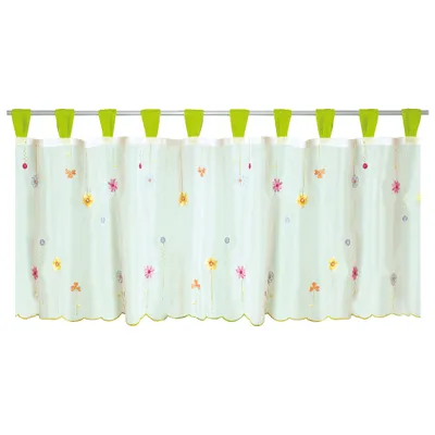 Produktbild von Bistrogardine mit Schlaufen, Größe: 150x45cm, Farbe: Grün - Blumen
