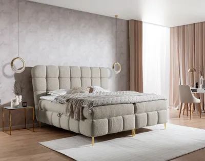 Obrázek produktu pro Manželská postel 180x200 MILETA s úložným prostorem - béžová + topper