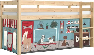 Produktbild von Spielbett >PINO< in Kiefer massiv natur lackiert - 210x114x106 (BxHxT)