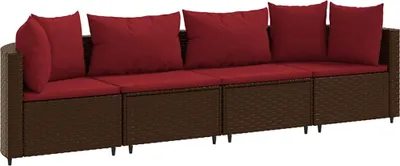 Produktbild von vidaXL 4-tlg. Garten-Sofagarnitur mit Kissen Braun Poly Rattan