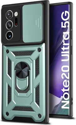 Produktbild von Galaxy Note 20 Ultra Hülle mit 360° Drehbarer Magnetische Ring Ständer Halter Dia Kameraschutz TPU Bumper Silikon Schutzhülle für Samsung Galaxy Note 20 Ultra Grün