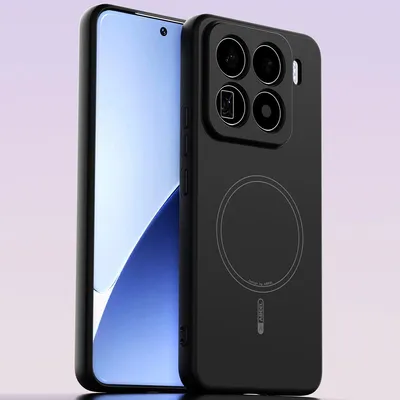 Produktbild von Magnetische Handyhülle für Xiaomi 15 Pro, MagSafe kompatible, Flüssig Silikon Stoßfest Kratzfest Hülle Schwarz