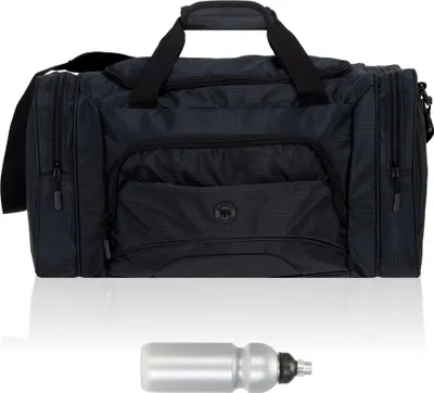 Produktbild von Sporttasche Damen Herren Elephant Color Big 55 cm 40 L Nassfach Reisetasche Sport Fitness Sauna Tasche groß 1296 Schwarz + Trinkflasche