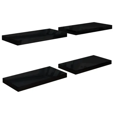 Immagine prodotto di Scaffali a Parete 4 pz Nero Lucido 50x23x3,8 cm in MDF