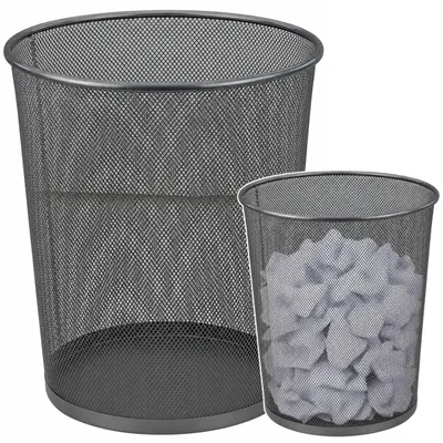 Produktbild von Büroabfallbehälter, Metallgeflecht, rund, silberfarben, 19 l