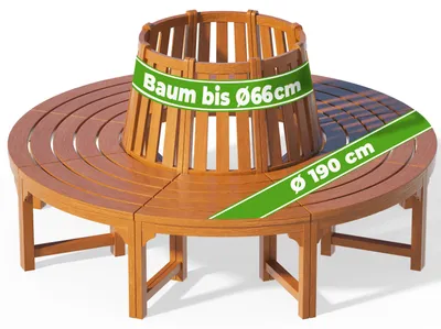 Immagine prodotto di Casaria® Panchina da Giardino Resistente in Legno di Eucalipto Certificato FSC® Ø 190 cm Portata 160 kg per Seduta Panca da Esterno Rotonda Alberi
