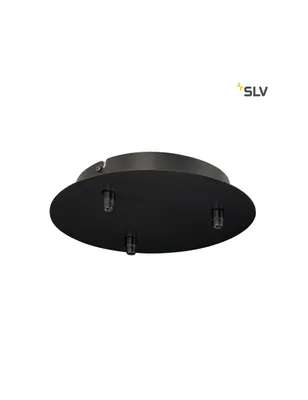 Produktbild von SLV 132610 Deckenrosette 3 Ausgänge rund schwarz inkl. Zugentlastungen