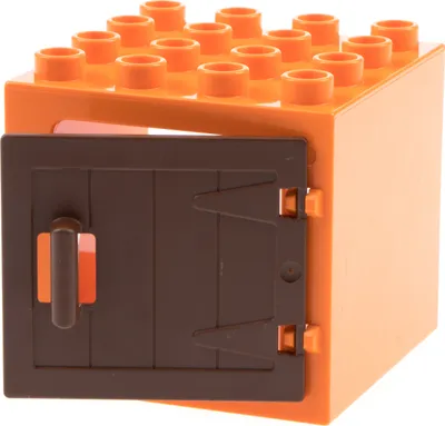 Produktbild von 1x Lego Duplo Fenster 4x4x3 orange Würfel Tür 1x4x3 rot braun 87653 11345