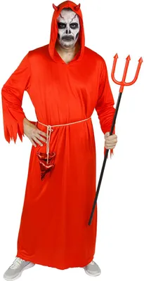 Produktbild von Teufelskostüm Herren Rot – Robe mit Kapuze & Gürtel, Größe:XL