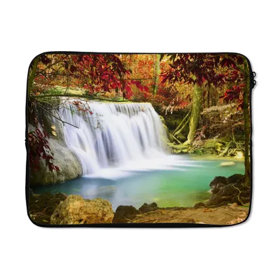 Produktbild von MuchoWow® Laptop Hülle 17 Zoll Laptoptasche Herbst - Wasserfall - Natur - Zipper - Schutzabdeckung