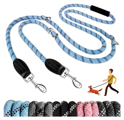 Produktbild von Hands-Free Hundeleine 3m, Multifunktionale Nylon-Doppelleine für Hunde, Verstellbare Reflektierende Hundetrainingsleine für mittelgroße Hunde