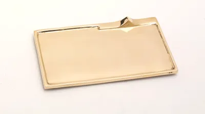 Produktbild von Kerzenteller, Dekoteller rechteckig Messing Gold poliert (Innen 15,5 x 7 cm)