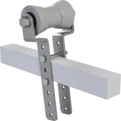 Image de Rouleau de quille en polyuréthane avec support H hauteur réglable aide à la mise à l'eau des remorques de bateaux galvanisé SUPROD, 130 / 50 mm, gris