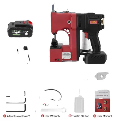 Image de Machine à coudre industrielle, moteur haute vitesse, contrôle de vitesse réglable, rouge