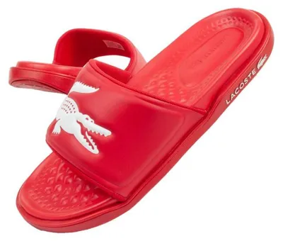 Productafbeelding van LACOSTE heren slippers, model Croco Dualiste, kleur: rood, artikelnummer: -17K rood/wit, schoenmaat: EU 42