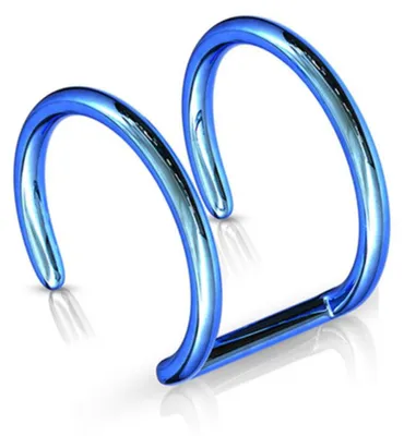 Produktbild von Fake Helix: Piercing Ohrklemme "2 Ringe" Blau