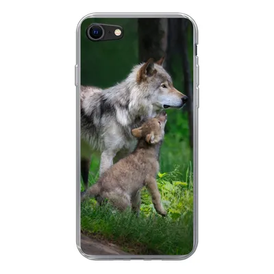 Produktbild von MuchoWow® Handyhülle Schutzhülle Hülle für iPhone SE 2022 Wolf - Baby - Wald Silikon Softcase Handy Hülle - Schutzhülle