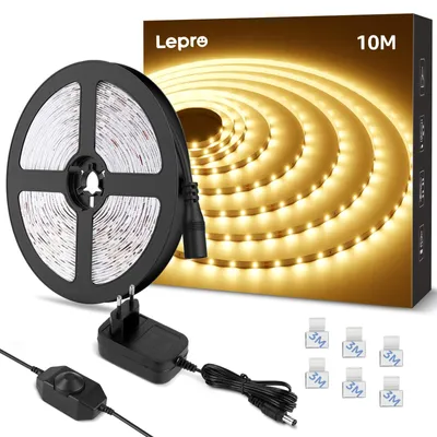 Obrázok produktu pre LED pásik Lepro, 10 metrov, 3000K (teplá biela), stmívateľný, samolepiaci, s napájacím zdrojom