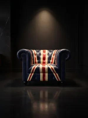 Productafbeelding van Chesterfield zitmeubel, 3-zitsbank, fauteuil, Union Jack design, donkerblauw