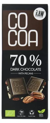 Productafbeelding van Cocoa 70% Dark Chocolate Pecan Reep (40 gr)