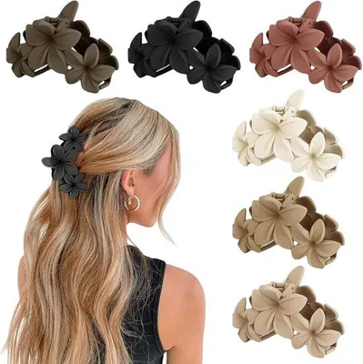 Productafbeelding van Famanu Haarclips Set, 6 stuks - Grote bloemhaarspelden, matte haarspelden voor dames, 10 cm