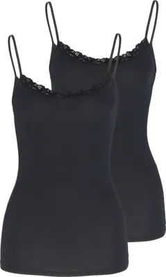 Produktbild von Nina von C. 2er Pack Cosy Spaghetti Top Spitze am Dekolleté , Weich, anschmiegsam und hautfreundlich, Ressourcenschonendes Material
