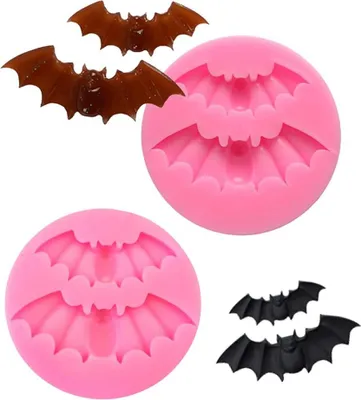 Produktbild von 2 Stück Halloween Fondant Kuchen Silikon Fledermaus Formen 3D Vogel Mousse Cup Cake Dekoration Backform Ton Harz Eiswürfel Form