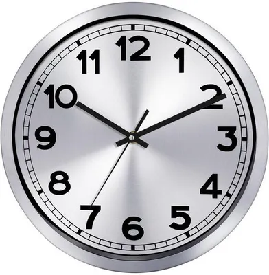 Image de Horloge murale en métal argenté, 30 cm, à piles, sans son
